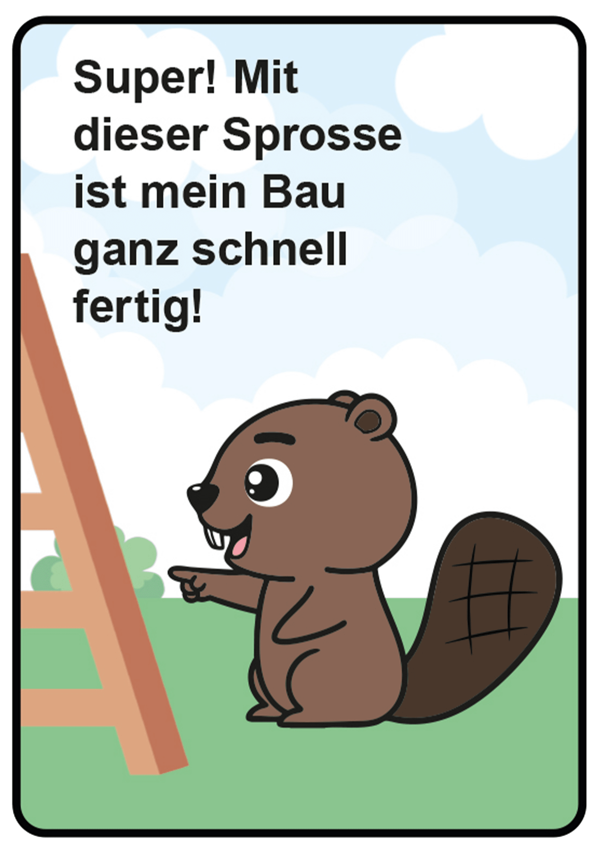 Biber möchte eine Sprosse einer Treppe für seinen Bau auf dem Spielplatz.